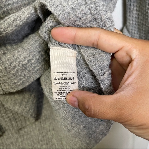 Free People Sidewinder 100% Wool Sweater Oversized Cowl Neck Grey Sz M - Picture 2 of 13